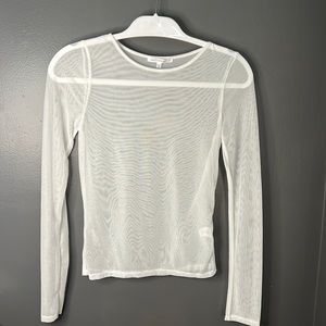 Long sleeve white mesh shirt